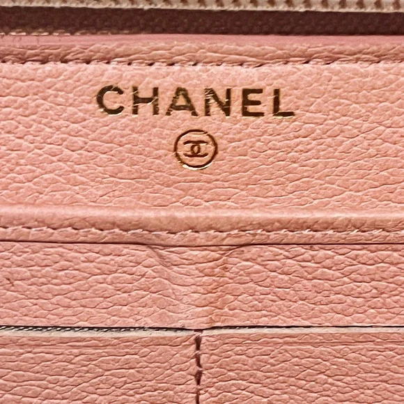 Chanel black and pink zipper long wallet
